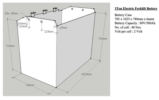 Bateria de tração de empilhadeira de 500AH 80v