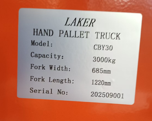 Caminhão de paletes de mão de 3 toneladas com rodas de nylon duplas para manuseio de material de armazenamento de 3000 kg