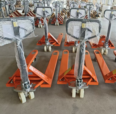 Manobrabilidade suave 2500kg caminhão de paletes manual com rodas de nylon