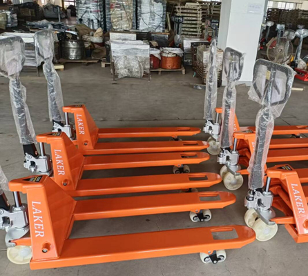 Euro Pallet Carregamento estável de 2,5 toneladas Caminhão de paletes manuais com 550 mm de largura e 1150 mm de comprimento de garfo com rodas de nylon duplo