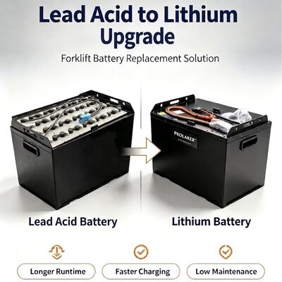 Bateria de Lítio ProLaker LiFePO4 de Substituição para Chumbo-Ácido 24V 48V 80V, 210Ah-880Ah Personalizável para Empilhadeira Elétrica, Paleteira, Empilhadeira de Armazém e Manuseio de Materiais com BMS Inteligente