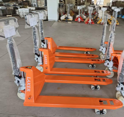 Caminhão de paletes de mão de 3 toneladas com rodas de nylon duplas para manuseio de material de armazenamento de 3000 kg